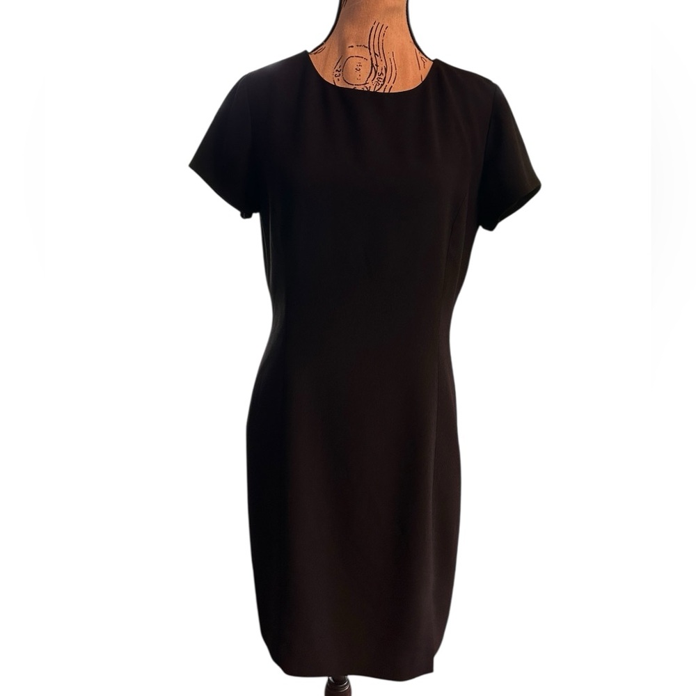 VTG Y2K Schrader Sport Little Black Dress Sz 6 Sheath Cap Sleeve Career Fall EUC